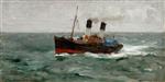 Henry Scott Tuke  - Bilder Gemälde - Two-Funnelled Steamer