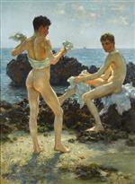 Henry Scott Tuke  - Bilder Gemälde - Under the Western Sun