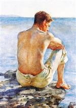 Henry Scott Tuke  - Bilder Gemälde - Watching the Sea