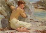 Henry Scott Tuke  - Bilder Gemälde - Youth in white trousers