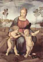 Raffael  - Bilder Gemälde - Madonna mit dem Stieglitz