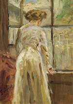 Fritz Uhde  - Bilder Gemälde - Frau am Fenster