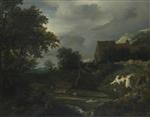 Jacob Isaackszoon van Ruisdael - Bilder Gemälde - A Bleaching Ground in a Hollow by a Cottage