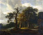 Jacob Isaackszoon van Ruisdael - Bilder Gemälde - A Road through an Oak Wood