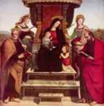Raffael  - Bilder Gemälde - Thronende Maria mit Christuskind
