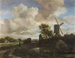 Jacob Isaackszoon van Ruisdael - Bilder Gemälde - A Windmill by a Stream