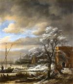 Jacob Isaackszoon van Ruisdael  - Bilder Gemälde - Canal in Winter