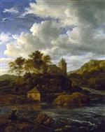 Jacob Isaackszoon van Ruisdael  - Bilder Gemälde - Castle and Watermill by a River