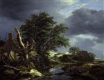 Jacob Isaackszoon van Ruisdael  - Bilder Gemälde - Landscape with a Blasted Tree