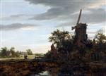 Jacob Isaackszoon van Ruisdael  - Bilder Gemälde - Landscape with a Windmill