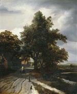 Jacob Isaackszoon van Ruisdael  - Bilder Gemälde - Landscape with a Woman and Child