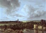 Jacob Isaackszoon van Ruisdael  - Bilder Gemälde - Landscape with Ruined Castle and Church