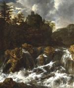 Jacob Isaackszoon van Ruisdael  - Bilder Gemälde - Landscape with Waterfall