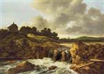 Jacob Isaackszoon van Ruisdael  - Bilder Gemälde - Landscape with Waterfall