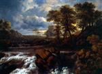 Jacob Isaackszoon van Ruisdael  - Bilder Gemälde - Landscape with Waterfall