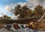 Jacob Isaackszoon van Ruisdael  - Bilder Gemälde - Landscape with waterfall