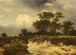 Jacob Isaackszoon van Ruisdael  - Bilder Gemälde - Landscape, a Brook and Farm-house among Trees