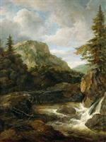 Jacob Isaackszoon van Ruisdael  - Bilder Gemälde - Mountainous Landscape with Waterfall