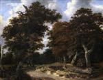 Jacob Isaackszoon van Ruisdael  - Bilder Gemälde - Road through an oak Forest