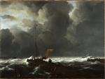 Jacob Isaackszoon van Ruisdael  - Bilder Gemälde - Rough Sea at a Jetty