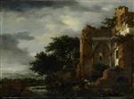 Jacob Isaackszoon van Ruisdael  - Bilder Gemälde - Ruins in a Dune Landscape