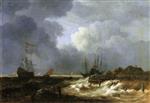 Jacob Isaackszoon van Ruisdael  - Bilder Gemälde - The Breakwater