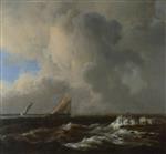 Jacob Isaackszoon van Ruisdael  - Bilder Gemälde - Vessels in a Fresh Breeze