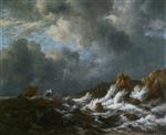 Jacob Isaackszoon van Ruisdael  - Bilder Gemälde - View from the Coast of Norway or A Stormy Sea Near the Coast