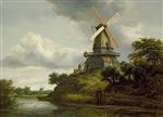 Jacob Isaackszoon van Ruisdael  - Bilder Gemälde - Windmill by a River
