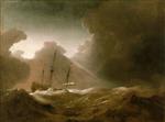 Willem van de Velde - Bilder Gemälde - A Dutch Ship Scudding Before a Storm