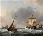 Willem van de Velde - Bilder Gemälde - A Dutch Three-Master and a Boeier in Stormy Weather