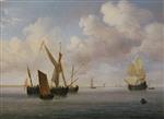 Willem van de Velde - Bilder Gemälde - A galjoot and a smalschip at anchor 