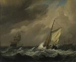 Willem van de Velde - Bilder Gemälde - A Small Dutch Vessel Close-hauled in a Strong Breeze
