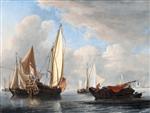 Willem van de Velde  - Bilder Gemälde - A yacht and other vessels in a calm