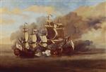 Willem van de Velde  - Bilder Gemälde - An English Indiaman Attacked by Three Spanish Privateers