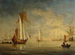 Willem van de Velde  - Bilder Gemälde - An English Royal Yacht under Sail with a Fishing Boat Laying a Net