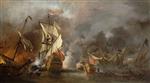 Willem van de Velde  - Bilder Gemälde - An English Ship in Action with Barbary Vessels