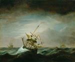 Willem van de Velde  - Bilder Gemälde - Dismasted Ship in Rough Sea