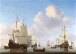 Willem van de Velde  - Bilder Gemälde - Dutch men-o'-war and other shipping in a calm