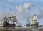 Willem van de Velde  - Bilder Gemälde - Dutch Ships Coming to Anchor