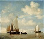 Willem van de Velde  - Bilder Gemälde - Dutch Smalschips and a Rowing Boat