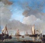 Willem van de Velde  - Bilder Gemälde - Large Ships and Boats in a Calm