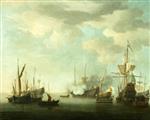 Willem van de Velde  - Bilder Gemälde - Men of War at Anchor in a Calm