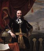 Willem van de Velde  - Bilder Gemälde - Portrait of Michiel de Ruyter