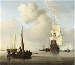 Willem van de Velde  - Bilder Gemälde - Shipping in a Calm