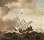 Willem van de Velde  - Bilder Gemälde - Shipping in a Rough Sea