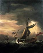 Willem van de Velde  - Bilder Gemälde - Shipping in Heavy Seas