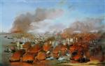 Willem van de Velde  - Bilder Gemälde - The Burning of Dutch Merchant Ships between Terschelling and Vlieland