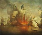 Willem van de Velde  - Bilder Gemälde - The Burning of HMS 'Royal James' at the Battle of Solebay