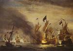 Willem van de Velde  - Bilder Gemälde - The Burning of HMS 'Royal James' at the Battle of Solebay